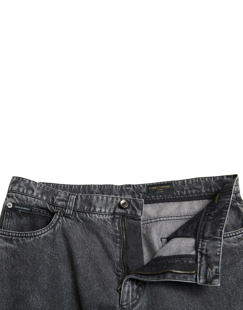 Elegant Dark Grey Straight Denim Jeans Dolce & Gabbana