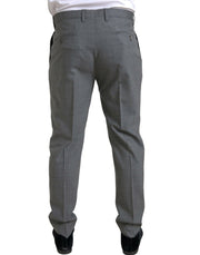 Elegant Skinny Wool Dress Pants in Grey Dolce & Gabbana