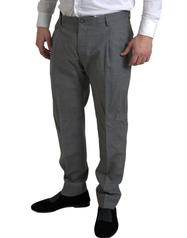 Elegant Skinny Wool Dress Pants in Grey Dolce & Gabbana