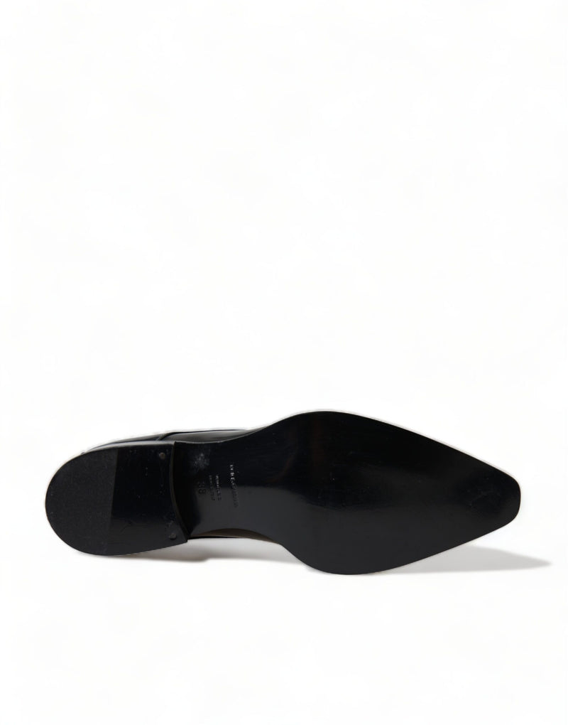 Elegant Black Leather Formal Flats Dolce & Gabbana