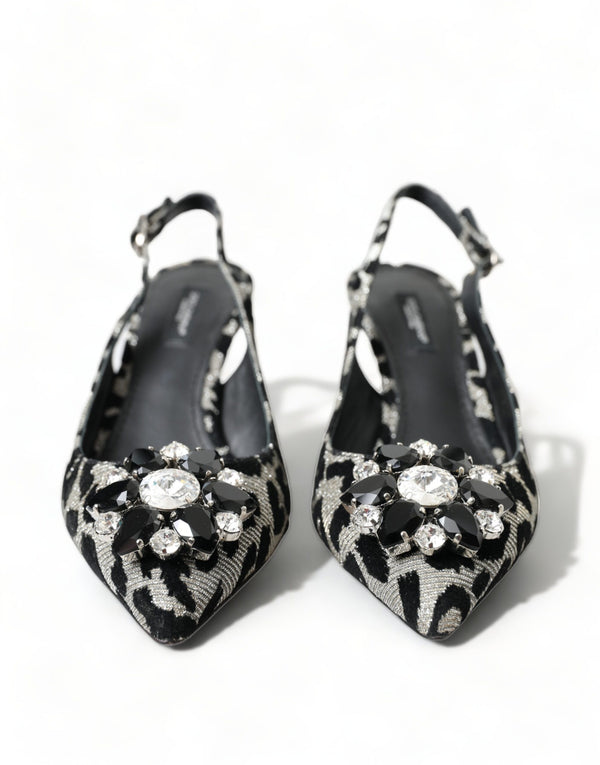 Crystal Leopard Slingback Heels Pumps Dolce & Gabbana