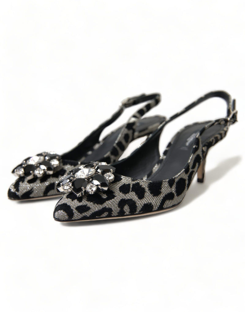 Crystal Leopard Slingback Heels Pumps Dolce & Gabbana