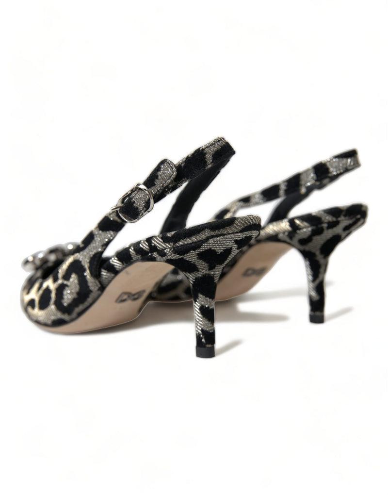 Crystal Leopard Slingback Heels Pumps Dolce & Gabbana