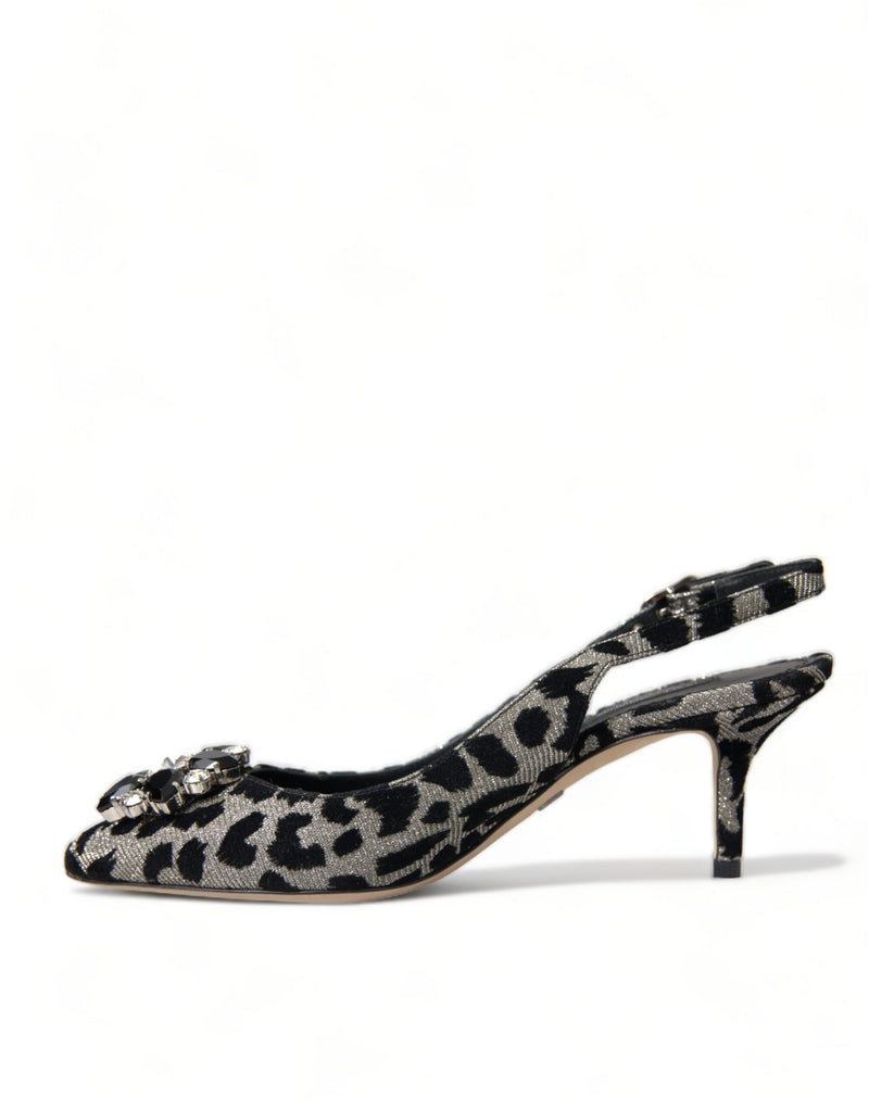 Crystal Leopard Slingback Heels Pumps Dolce & Gabbana