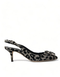 Crystal Leopard Slingback Heels Pumps Dolce & Gabbana