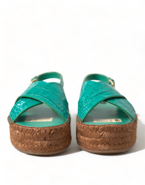 Elegant Green Espadrille Platform Sandals Dolce & Gabbana