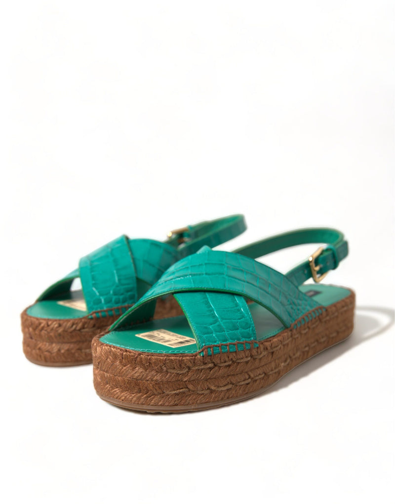 Elegant Green Espadrille Platform Sandals Dolce & Gabbana