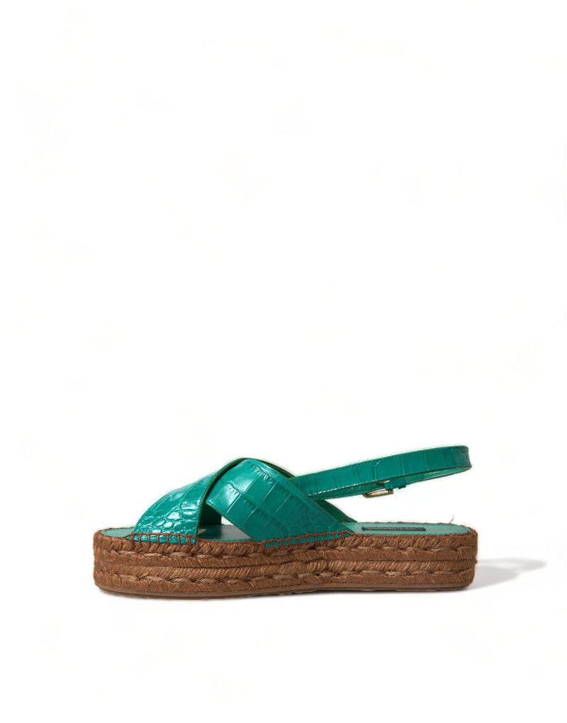 Elegant Green Espadrille Platform Sandals Dolce & Gabbana