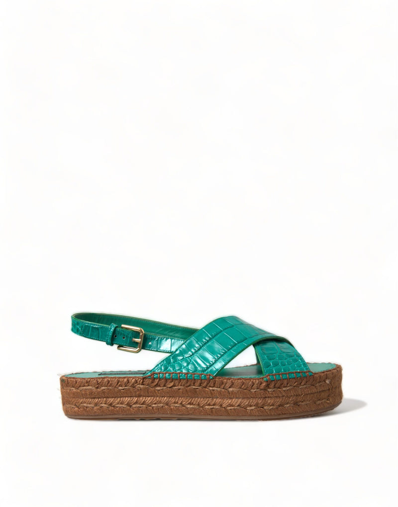 Elegant Green Espadrille Platform Sandals Dolce & Gabbana