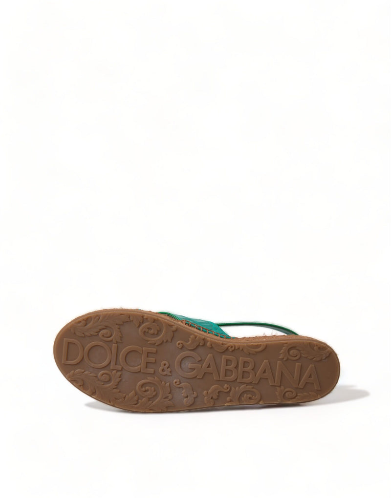 Elegant Green Espadrille Platform Sandals Dolce & Gabbana