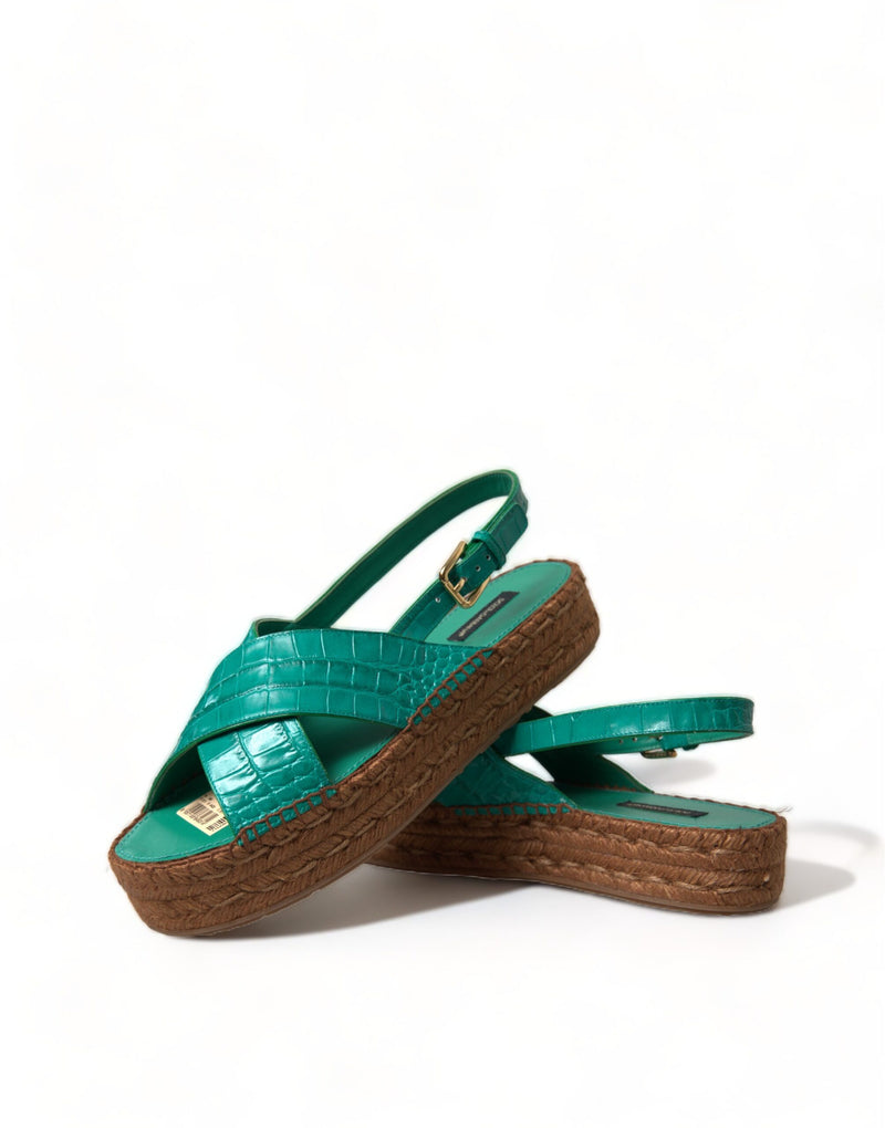 Elegant Green Espadrille Platform Sandals Dolce & Gabbana