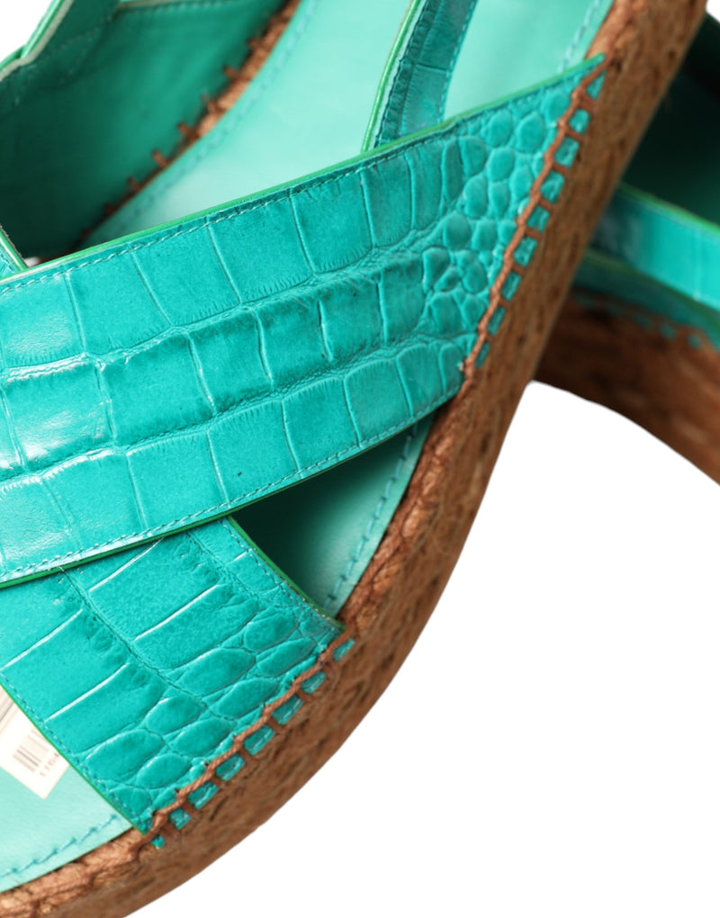 Elegant Green Espadrille Platform Sandals Dolce & Gabbana