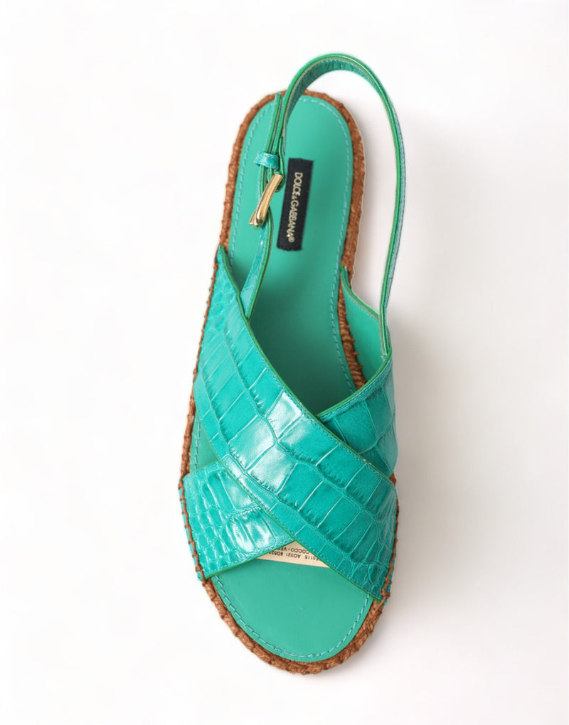 Elegant Green Espadrille Platform Sandals Dolce & Gabbana