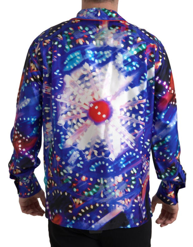 Psychedelic Print Silk Pajama Shirt Dolce & Gabbana