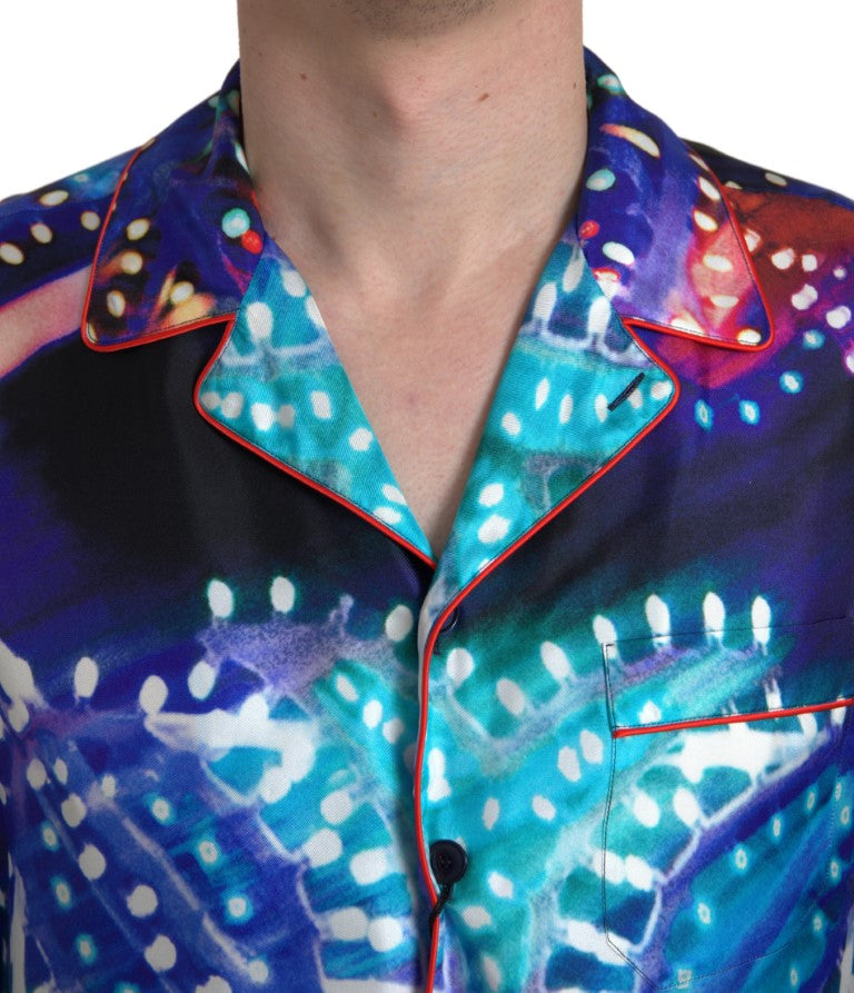 Psychedelic Print Silk Pajama Shirt Dolce & Gabbana