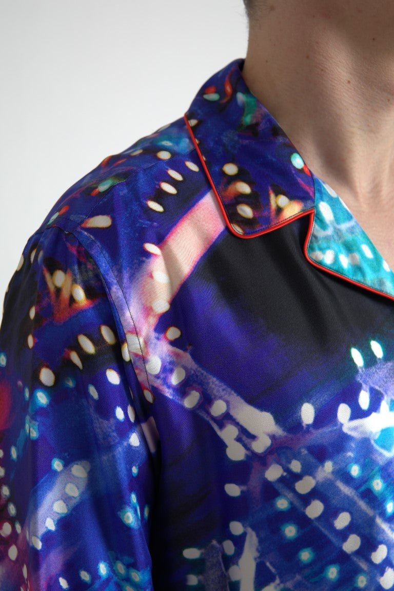 Psychedelic Print Silk Pajama Shirt Dolce & Gabbana