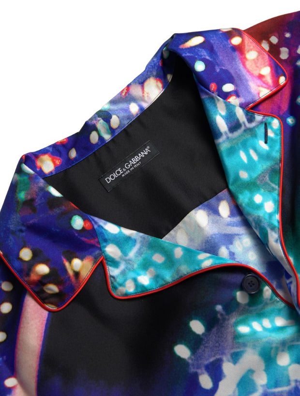 Psychedelic Print Silk Pajama Shirt Dolce & Gabbana