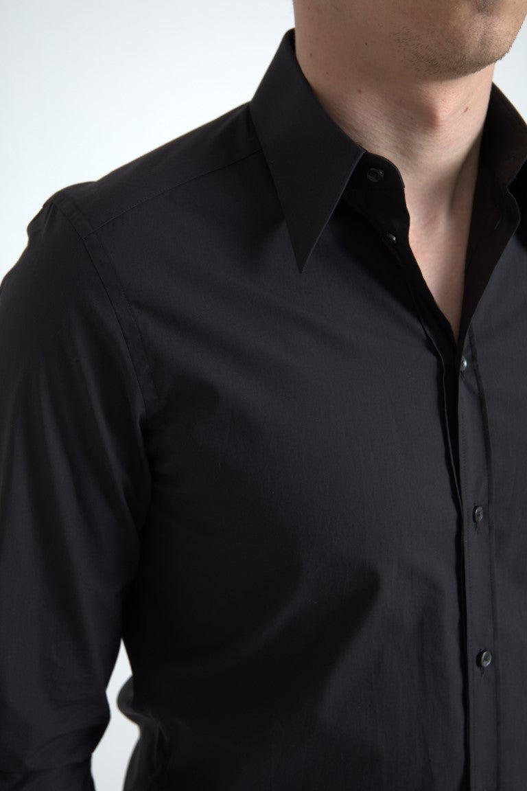 Elegant Slim Fit Black Cotton Dress Shirt Dolce & Gabbana