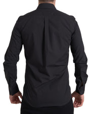 Elegant Slim Fit Black Cotton Dress Shirt Dolce & Gabbana