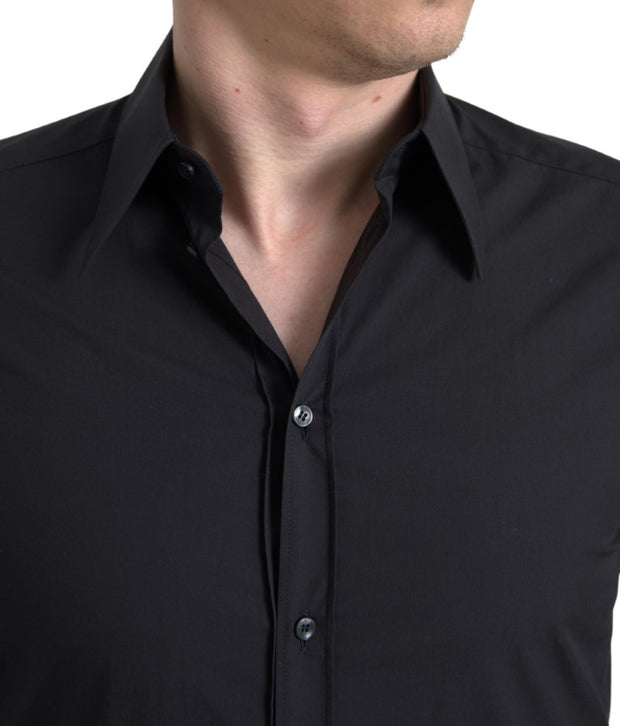 Elegant Slim Fit Black Cotton Dress Shirt Dolce & Gabbana