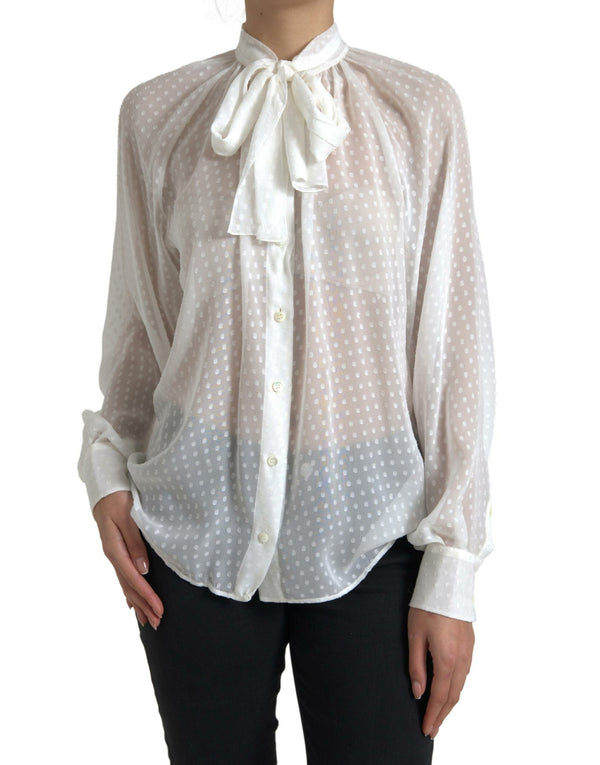 Elegant Sheer Silk Button-Up Blouse