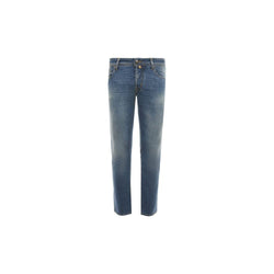 Light Blue Cotton Men Jeans with Stretch Fit Jacob Cohen
