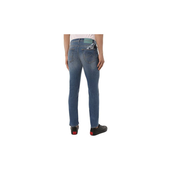 Light Blue Cotton Men Jeans with Stretch Fit Jacob Cohen
