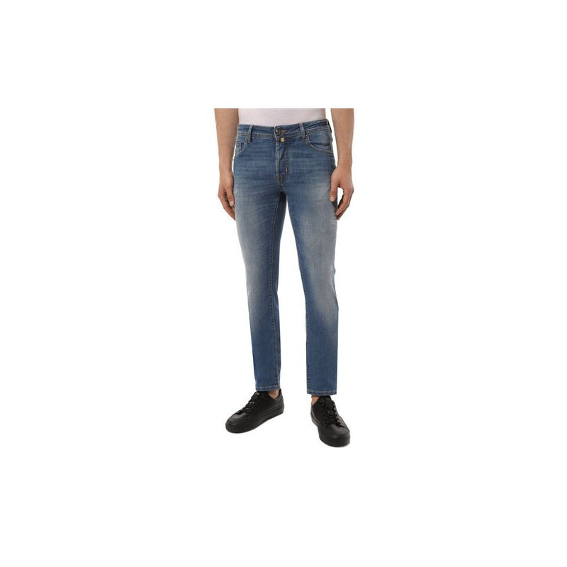Light Blue Cotton Men Jeans with Stretch Fit Jacob Cohen
