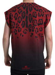 Red Leopard Print Cotton Tank Top Dolce & Gabbana