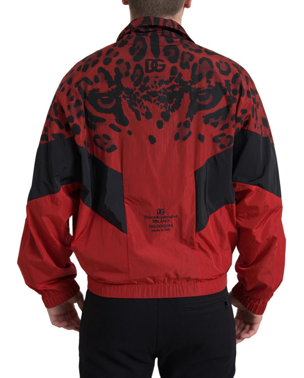 Red Leopard Zip Sweater Jacket Dolce & Gabbana