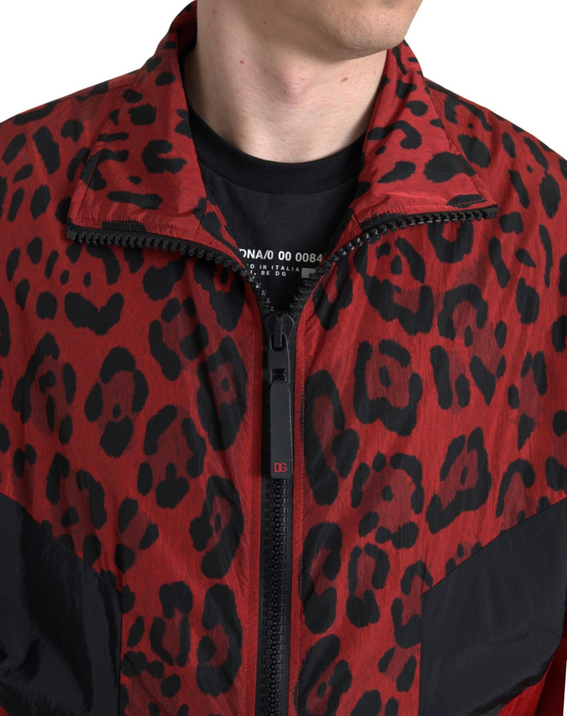 Red Leopard Zip Sweater Jacket Dolce & Gabbana