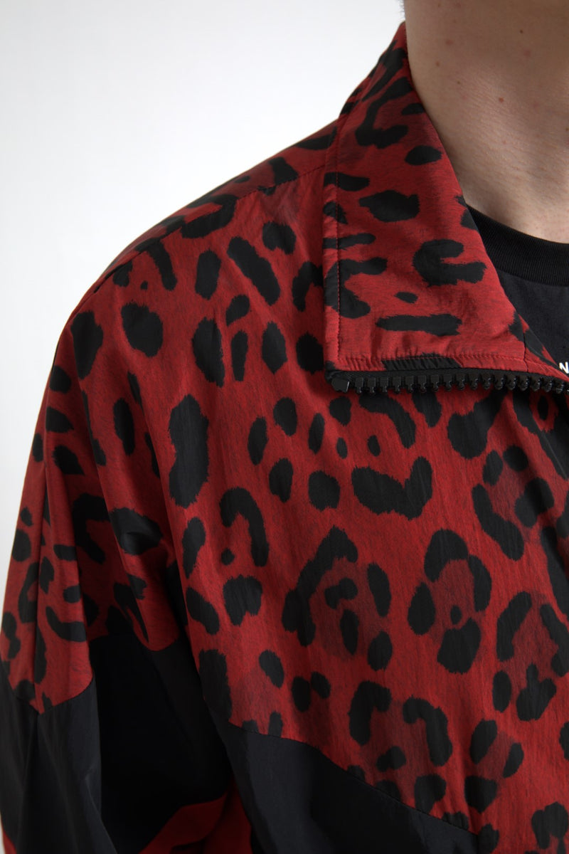 Red Leopard Zip Sweater Jacket Dolce & Gabbana