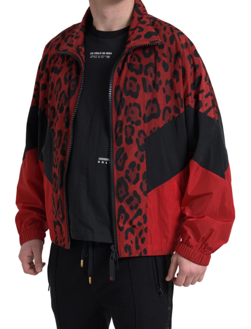 Red Leopard Zip Sweater Jacket Dolce & Gabbana