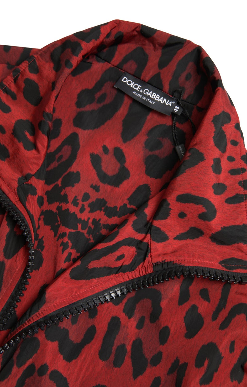 Red Leopard Zip Sweater Jacket Dolce & Gabbana