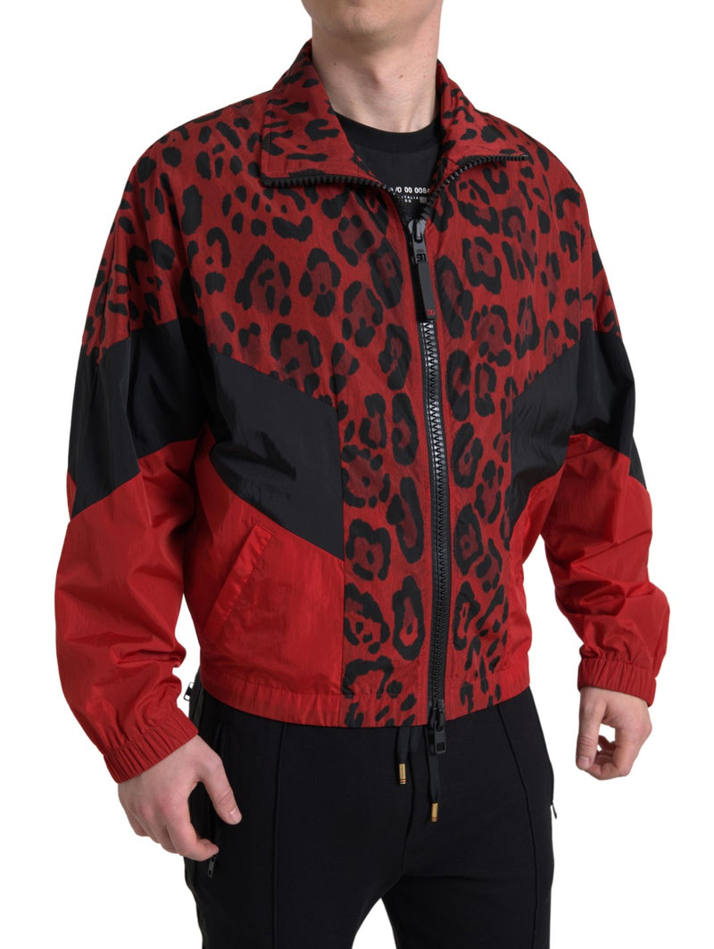 Red Leopard Zip Sweater Jacket Dolce & Gabbana