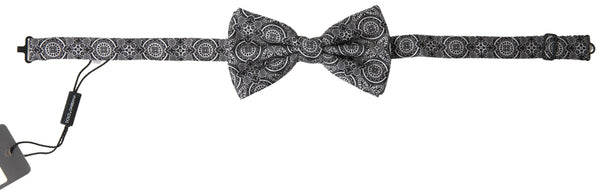 Elegant Black & White Silk Bow Tie Dolce & Gabbana