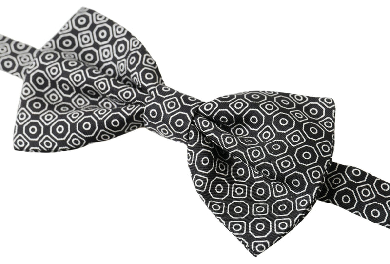 Elegant Black and White Silk Bow Tie Dolce & Gabbana