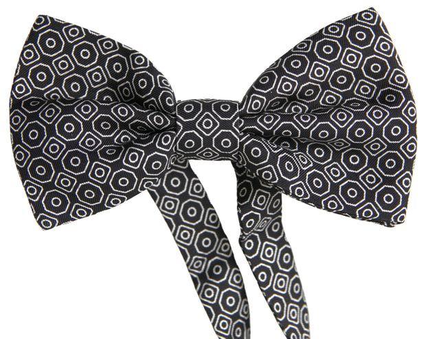 Elegant Black and White Silk Bow Tie Dolce & Gabbana