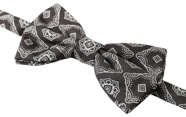 Elegant Silk Tied Bow Tie in Black & White Dolce & Gabbana