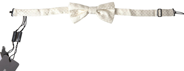 Elegant Ivory Fantasy Pattern Silk Bow Tie Dolce & Gabbana