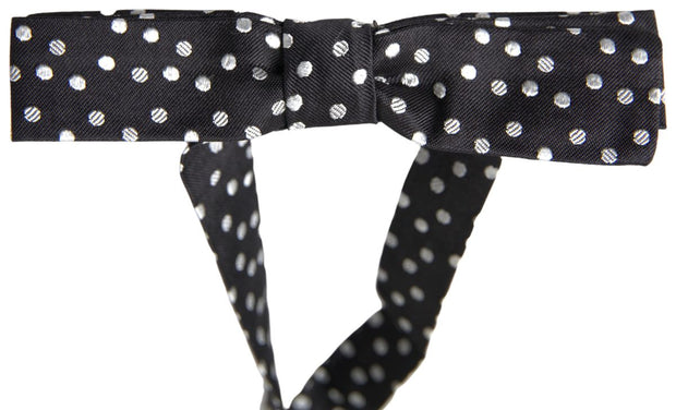 Elegant Black Silk Bow Tie with Logo Detail Dolce & Gabbana