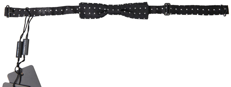 Elegant Silk Black Bow Tie with Signature Clasp Dolce & Gabbana