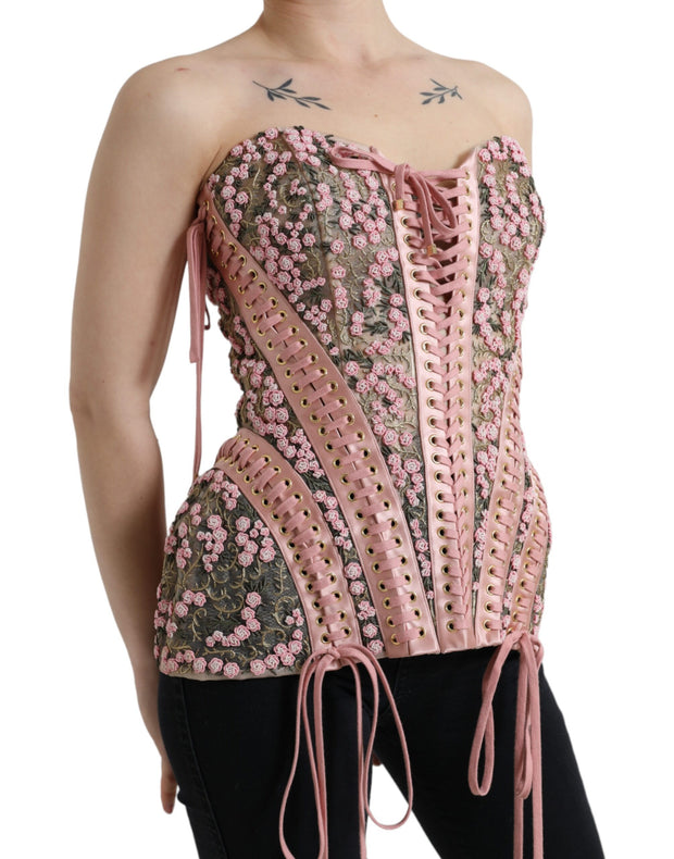 Silken Nylon Bustier Corset Top in Pink Dolce & Gabbana