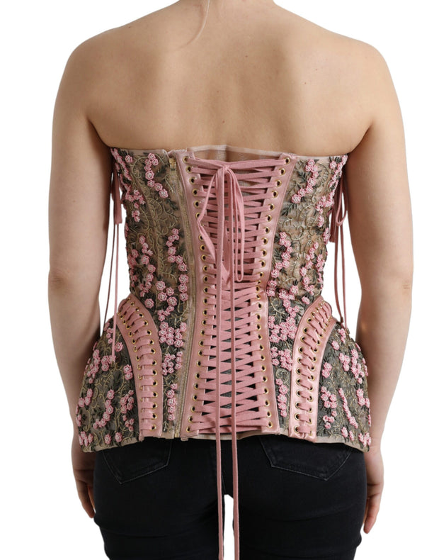 Silken Nylon Bustier Corset Top in Pink Dolce & Gabbana