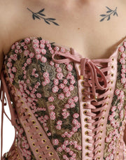 Silken Nylon Bustier Corset Top in Pink Dolce & Gabbana