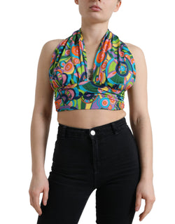 Elegant Silk Blend Halter Cropped Top Dolce & Gabbana