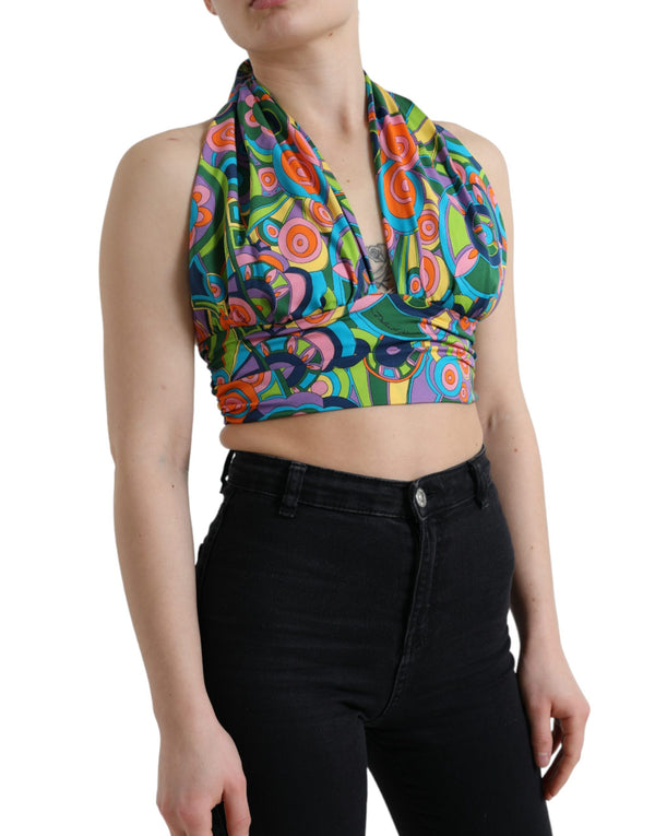 Elegant Silk Blend Halter Cropped Top Dolce & Gabbana