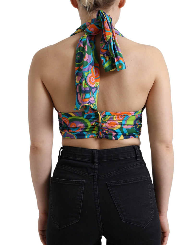 Elegant Silk Blend Halter Cropped Top Dolce & Gabbana