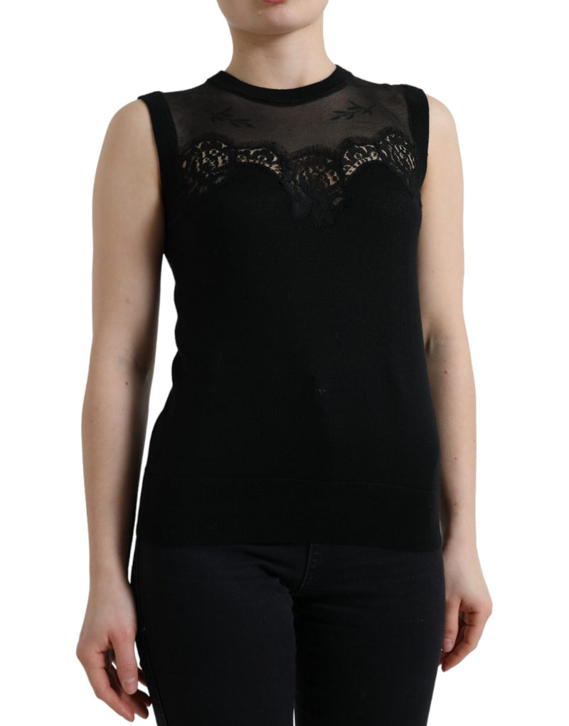 Elegant Lace Trim Sleeveless Tank Top Dolce & Gabbana