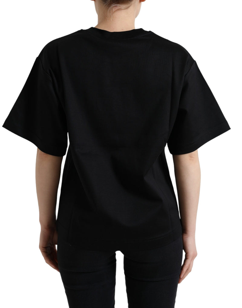 Elegant Black Crystal-Embellished T-Shirt Dolce & Gabbana